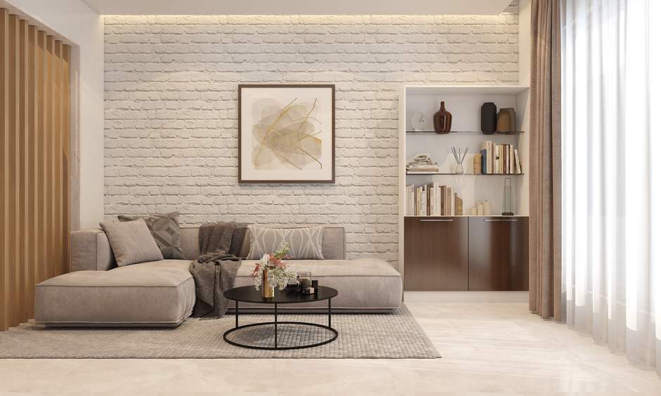 Wall texture design for the hall adds depth and visual interest