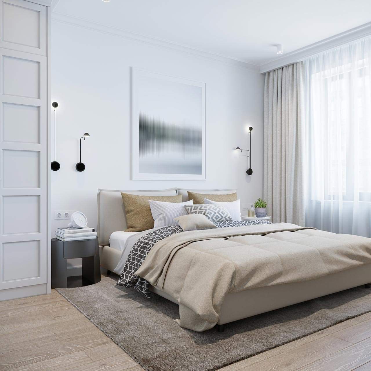 Walls Arts Ideas for Scanadivian Bedroom Design