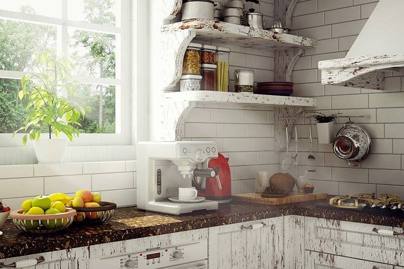 Wooden open kitchen shelves design gives your kitchen a distinctive touch